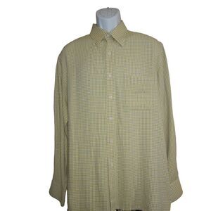 Maus & Hoffman Men Shirt Large Plaid Pima Cotton Button Down Long Sleeve
